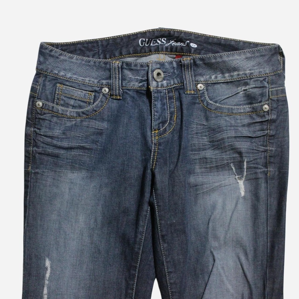 Women's Y2K Low-rise Grunge Punk Skater Daredevil Bootcut Dark Wash Guess Jeans - Picture 3 of 8
